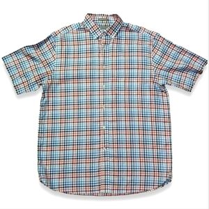DANIEL CREMIEUX SIGNATURE 100% COTTON NO IRON SHORT SLEEVE BUTTON DOWN PLAID